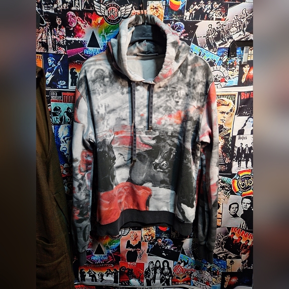 DOLCE & GABBANA BULL PAINTED HOODIE BLACK RED - Picture 4 of 16